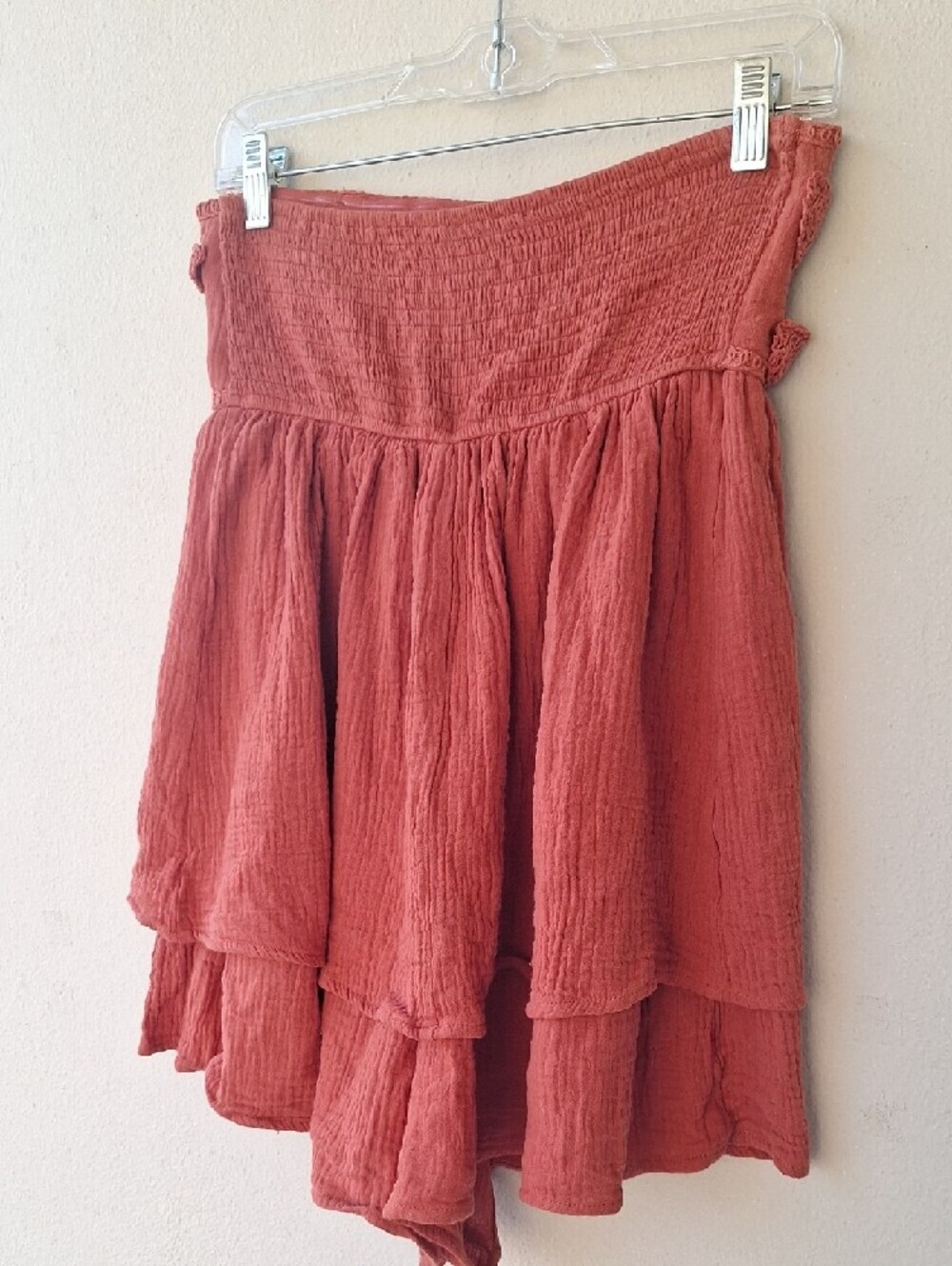 Promesa Lace Yourself Crochet Trim Crinkle Cotton Romper Size S - Picture 6 of 9